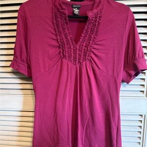 Maurices Pink Ruched Mandarin Collar Blouse